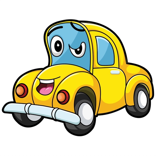 Car Theme Yellow Vintage Car Transparent Sticker